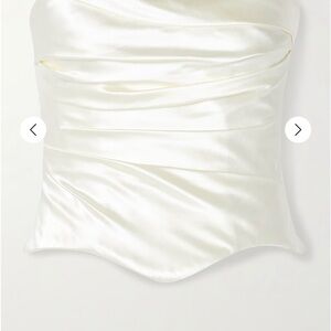 Danielle Frankel Demi strapless draped silk and wool-blend satin bustier top